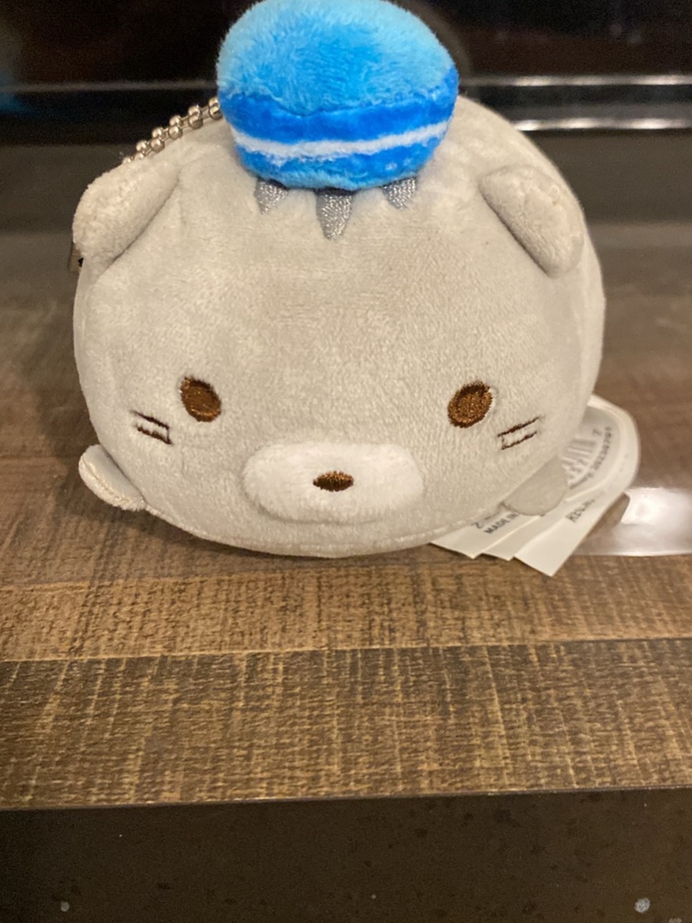 Cat & Jack Gray Plush Seal Keychain with Blue Hat
